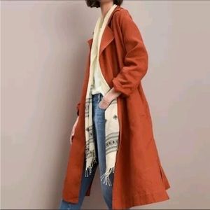 Eileen fisher heavy organic linen orange trench coat